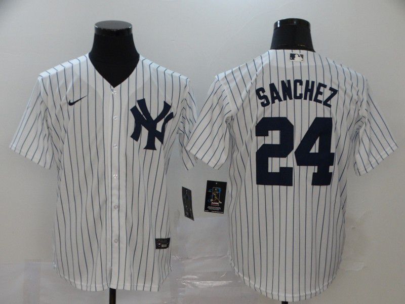 Men New York Yankees #24 Sanchez White Nike Game MLB Jerseys